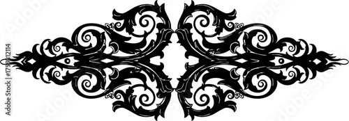 Elegant black ornate flourish design element adds sophisticated vintage flair and decorative accents to projects