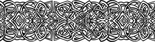 Intricate black and white Celtic knot border design for elegant decorative applications and historical projects