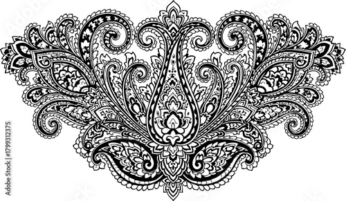 Valokuva Intricate black paisley flourish design evoking elegance and traditional artistr