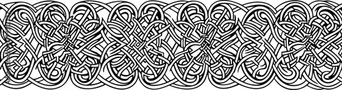 Intricate knotwork border design evokes ancient Celtic artistry perfect for decorative projects and historical themes