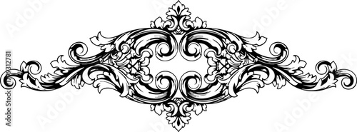 Elegant vintage ornamental flourish design element for invitations, headers, and decorative borders, exuding classic sophistication and timeless style.