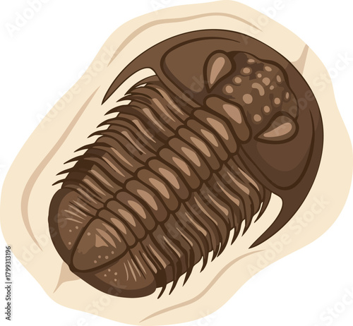 Fossilized Trilobite Illustration Preserved in Stone
