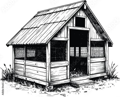 Black and white chicken coop image 