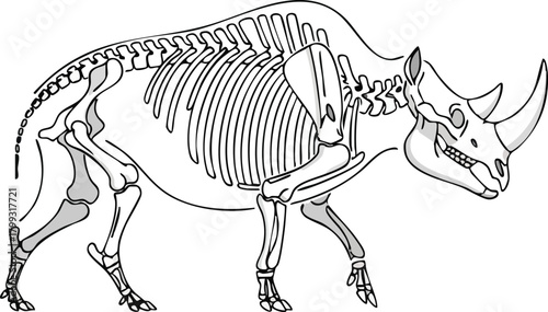 Rhinoceros Skeleton Illustration Anatomical Animal Bones