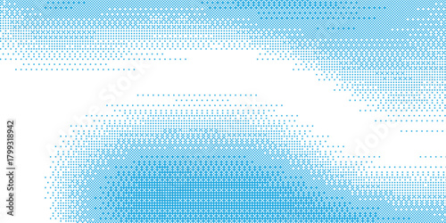 geometric bitmap grunge gradient texture. blue pixelated dither pattern wallpaper. Wide rasterized backdrop. eps 10
