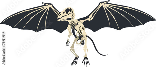 Whimsical Creature A Skeleton Bird-Dragon Hybrid Illustration