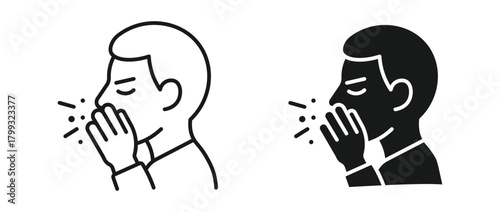 Coughing Person Health Icon set, vector illustration . 