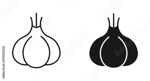 Garlic Icon set, vector illustration . 