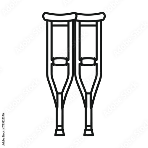 Simple line art illustration of two medical crutches standing together symbolizing support and recovery