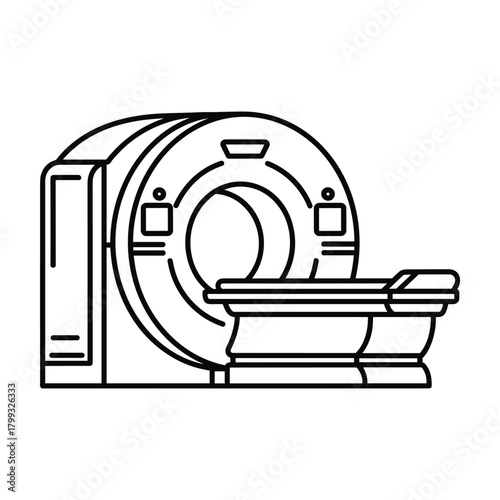 Modern medical diagnostic imaging machine for detailed internal body scans and patient examination in a clinical setting