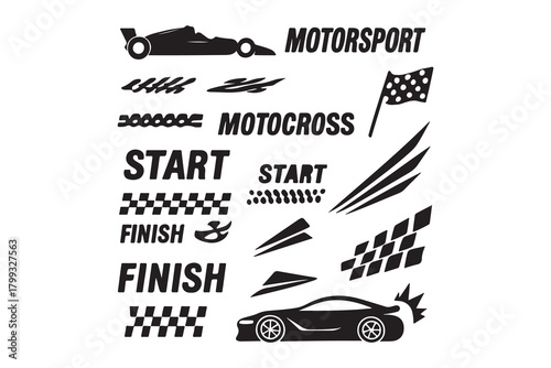 Motorsport and Racing Icon Set with Speed Elements