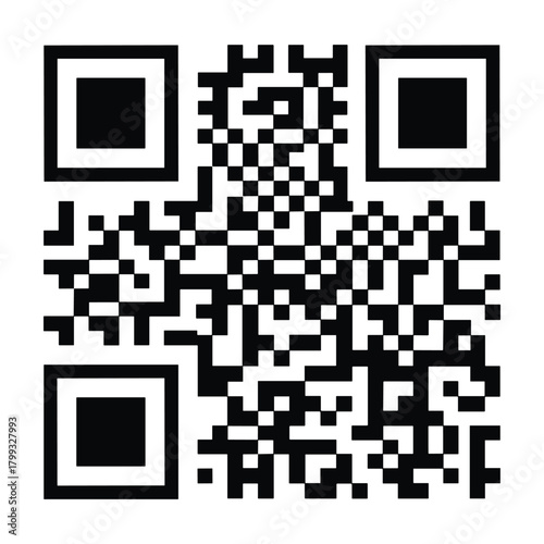 A high contrast black and white qr code stands out against a clean white background for easy scanning and digital interaction