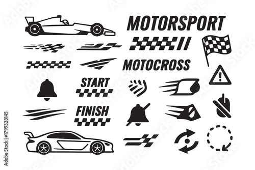 Motorsport and Racing Icon Set with Speed Elements