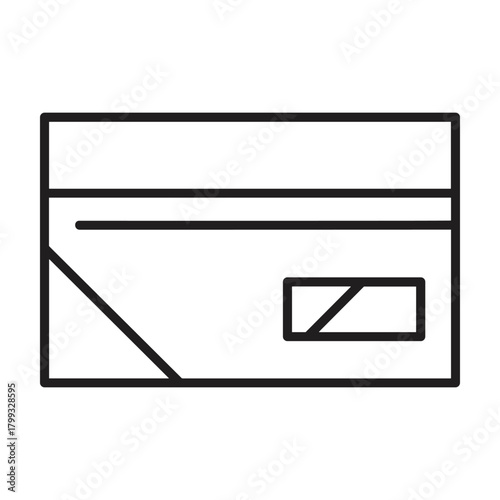 Minimalist line art icon representing a credit card or debit card with a simple geometric design and clean lines