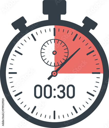 Thirty second stopwatch timer icon showing elapsed time display