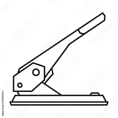 Simple line art illustration of a classic single hole puncher office supply tool on a white background