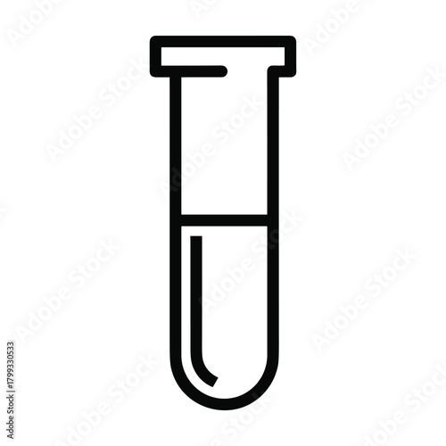Simple outline icon of a laboratory test tube filled with liquid representing science research and medical testing