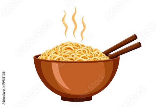 Steaming Bowl of Hot Ramen Noodles with Chopsticks Highlighting Delicious Asian Culinary Experience in Warm, Inviting Colors