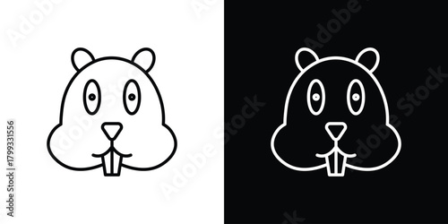 Beaver icon outline. Vector isolated pictogram for web