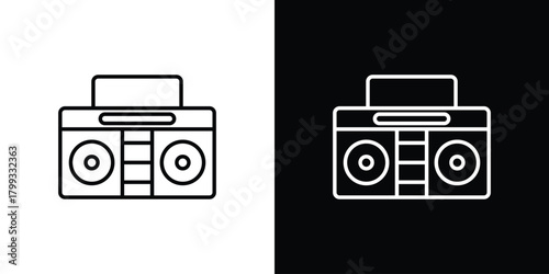 Boombox icon outline. Vector isolated pictogram for web