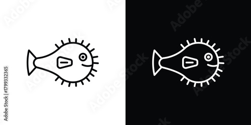 Blowfish icon outline. Vector isolated pictogram for web