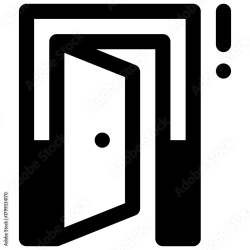 Emergency exit. Outlined stroke vector icon with black-filled details.