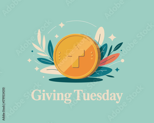 Giving Tuesday Charity Donation Golden Coin Giving Back