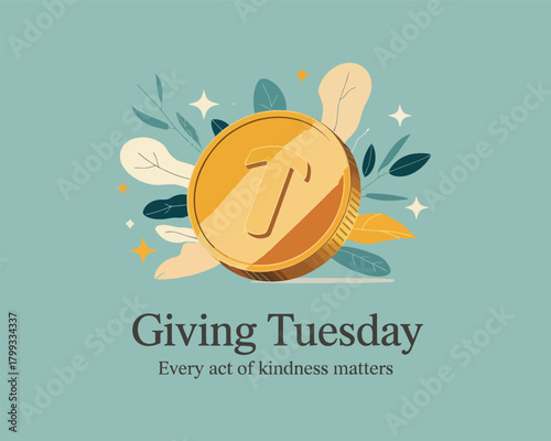Giving Tuesday Charity Donation Golden Coin Giving Back