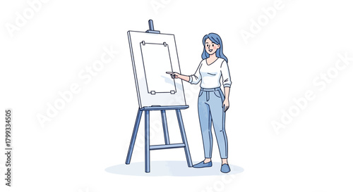 Artist at Work Sketching on Canvas with Focused Expression.