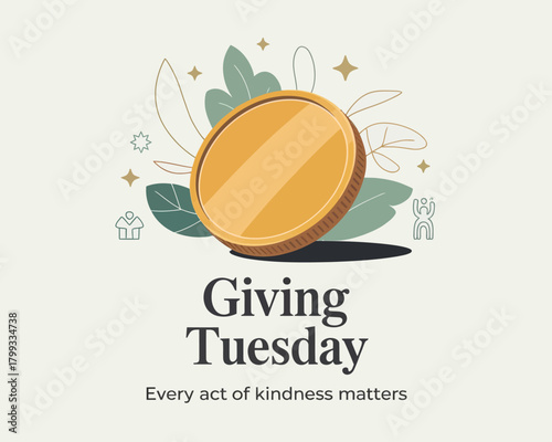 Giving Tuesday Charity Donation Golden Coin Giving Back