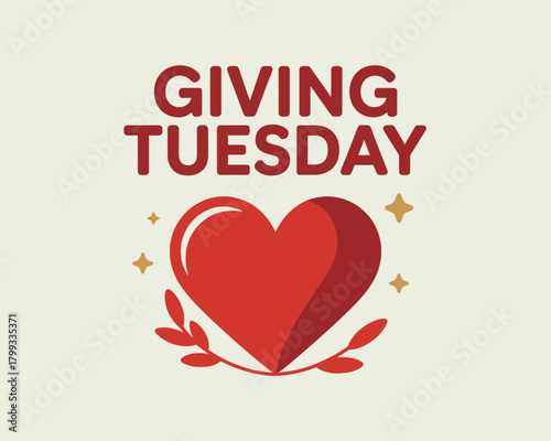 Giving Tuesday Design with Heart and Olive Branch Symbol