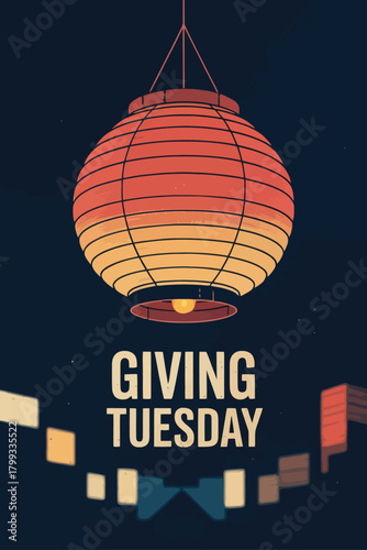 Giving Tuesday with Lantern Icon and Donation Symbol