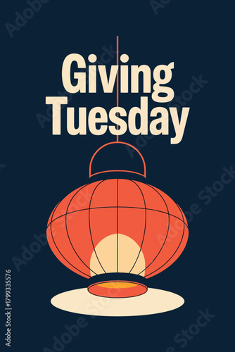 Giving Tuesday with Lantern Icon and Donation Symbol
