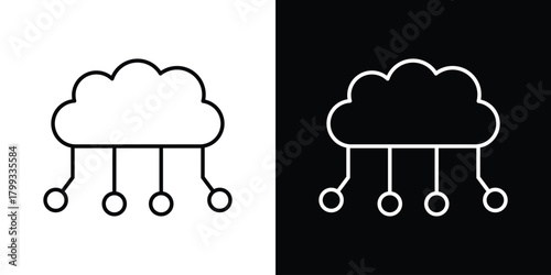 Cloud computing icon outline. Vector isolated pictogram for web