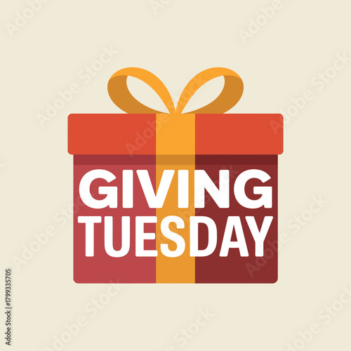 Giving Tuesday Donation Box with Gift Wrap and Ribbon