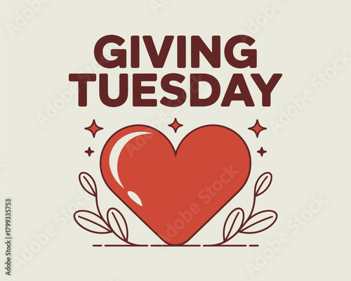 Giving Tuesday Design with Heart and Olive Branch Symbol