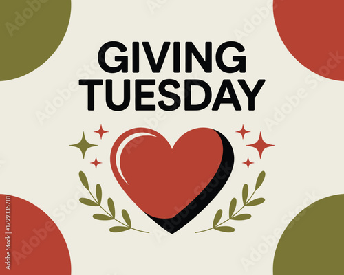 Giving Tuesday Design with Heart and Olive Branch Symbol