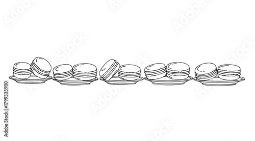 Collection of stacked teacups and saucers in a minimalist silhouette style