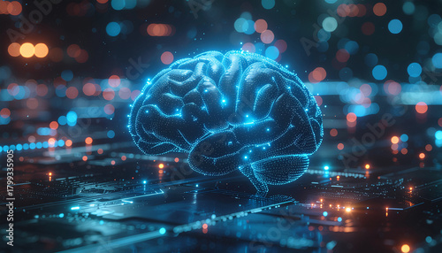 Advanced AI Brain Interface Hologram