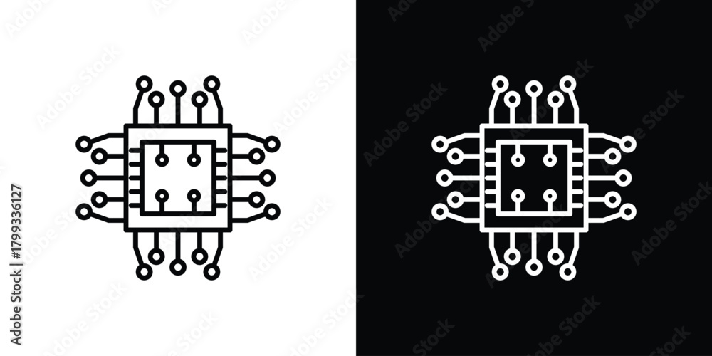 Obraz premium Computer microchip icon outline. Vector isolated pictogram for web