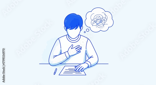 Illustration of a Person Struggling with Mental Clutter at Work.