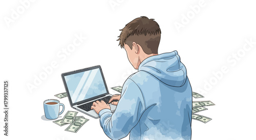 Making Money Online A Young Mans Success Story with Laptop 1.
