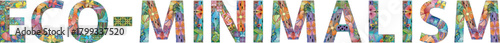 Word ECO-MINIMALISM hand drawn modern design vector illustration.