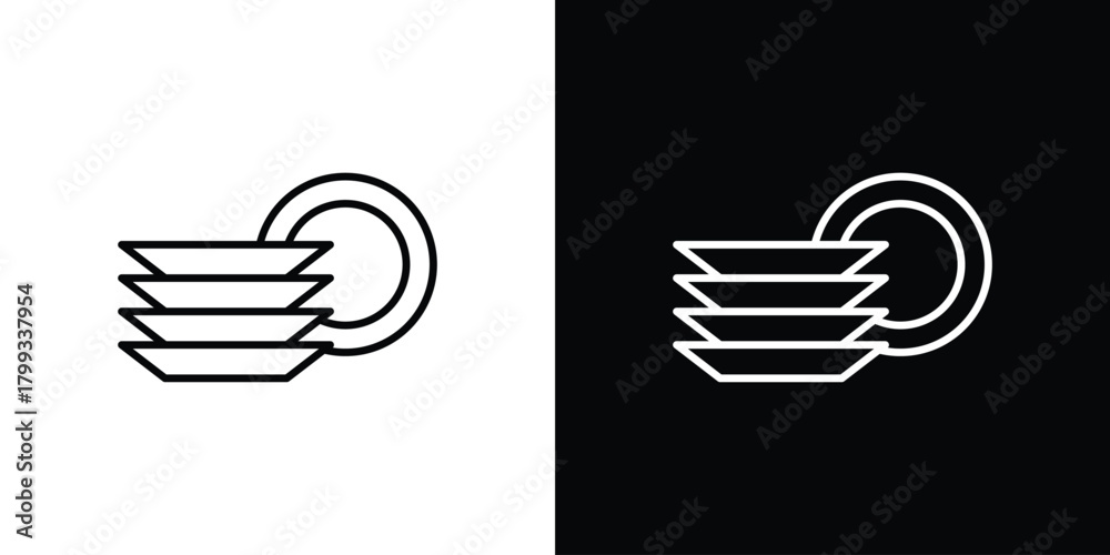 © Cristiane - Dishes icon outline. Vector isolated pictogram for web