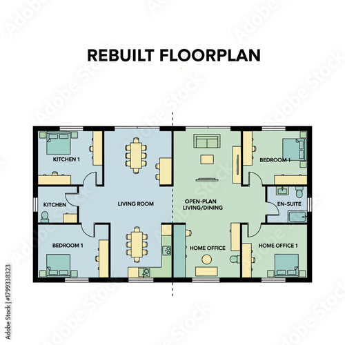 rebuilt floorplan blueprint detailing modern residential apartment layouts for multi-unit property design perfect for renovation plans.