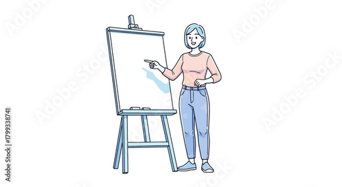 Woman Presenting on Easel A Clear and Engaging Presentation.