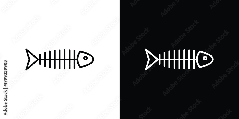 Φωτογραφία Fish skeleton icon outline. Vector isolated pictogram for web