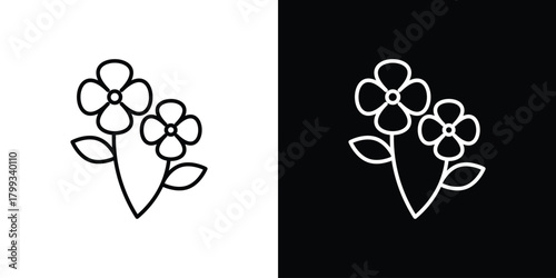 Flowers icon outline. Vector isolated pictogram for web