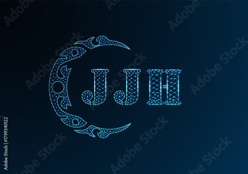 Low poly letter logo JJH design. JJH letter logo low poly vector design on blue color gradient background. JJH logo low poly design