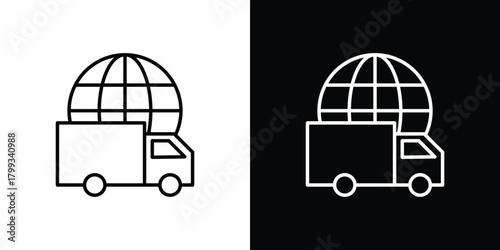 Global Logistic icon outline. Vector isolated pictogram for web